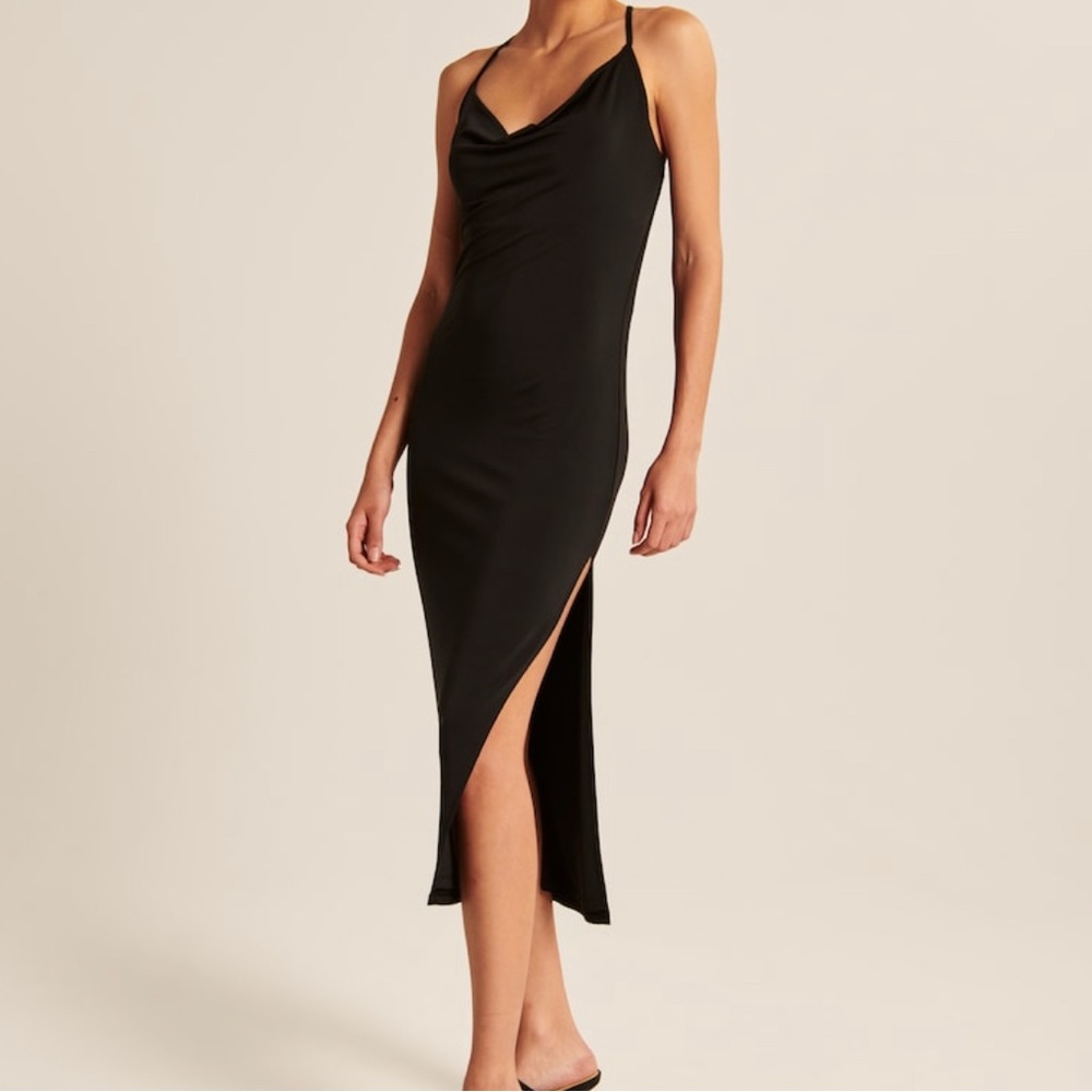 Cowl Neck Strappy Midi Dress